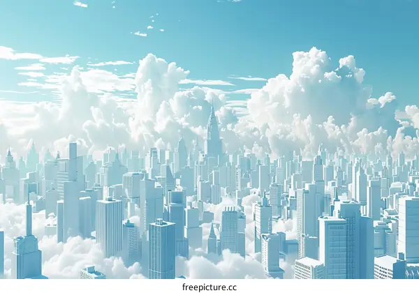 Futuristic City Towering Above the Clouds
