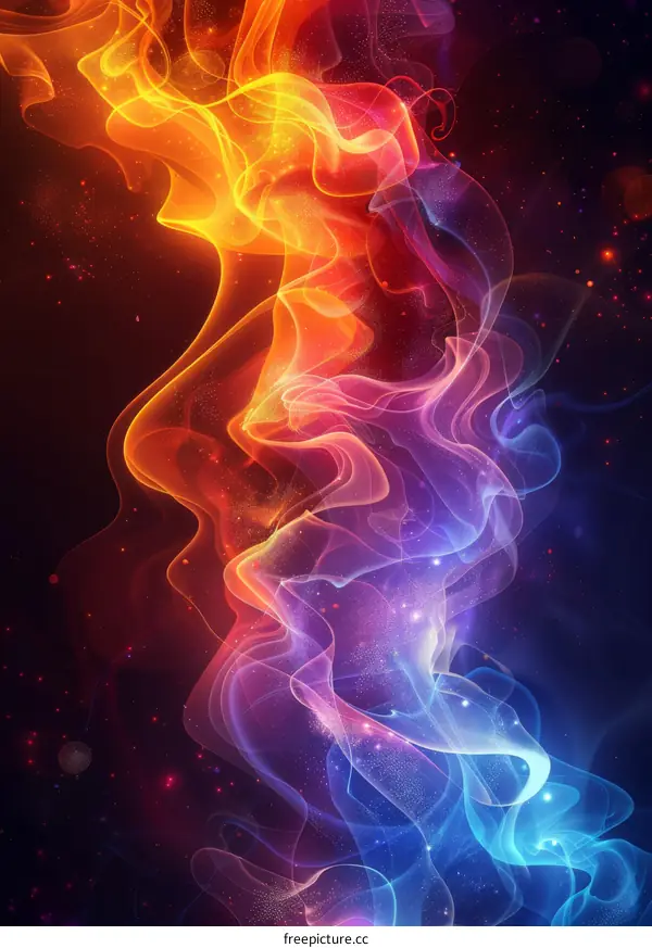 Abstract Colorful Smoke Flowing Through Space