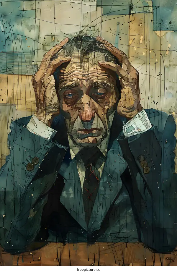 Portrait of a man with hands on head