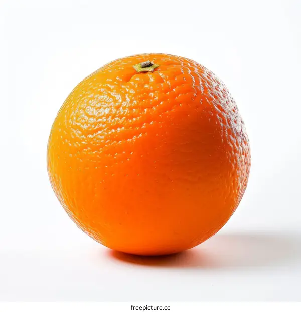 A photo of a single orange on a white background