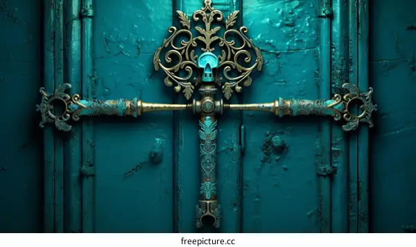 Ornate Door Lock with Filigree and Skull
