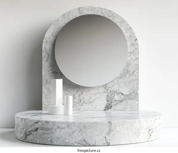 Modern Minimalist Marble Display Stand with Mirror