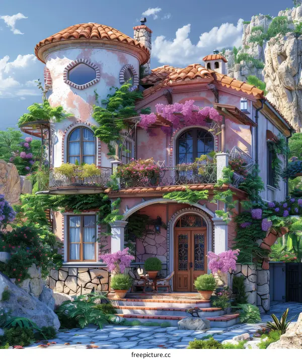 Mediterranean Style Villa with Lush Garden