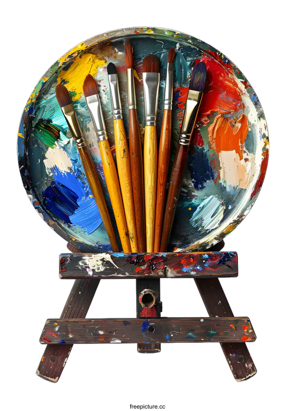 [Transparent Background PNG]An image of paintbrushes on a palette