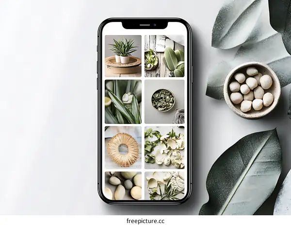 Green Aesthetic Phone Screen With Natural Elements