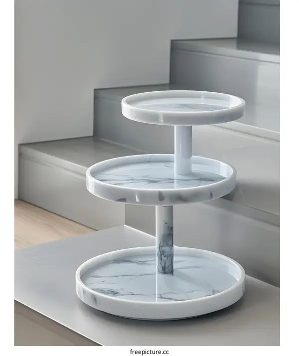 White Marble Three Tiered Serving Tray