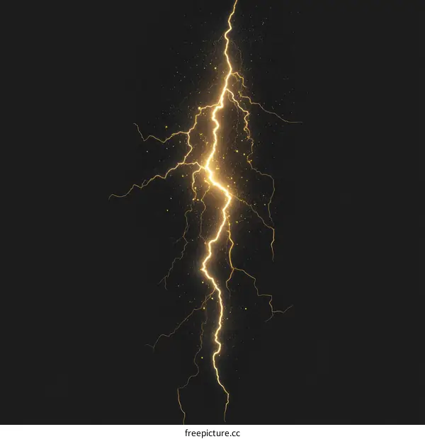 Abstract Golden Lightning Illustration on Dark Background
