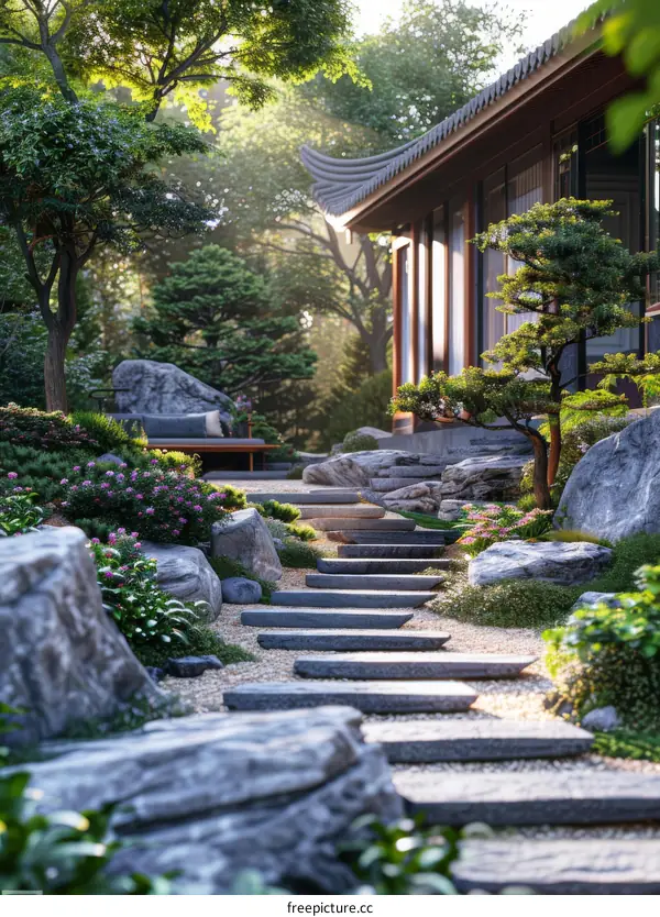 Zen Japanese Garden: Peaceful Haven with Modern Beauty