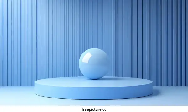 Abstract Light Blue Geometric Scene with Sphere