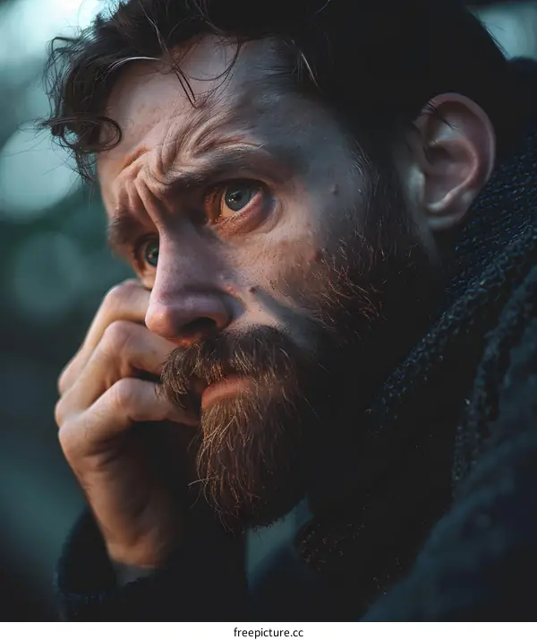 Portrait of a man with a beard looking away