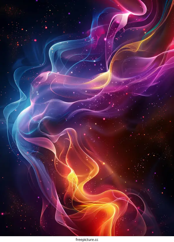 Abstract Colorful Flowing Nebula