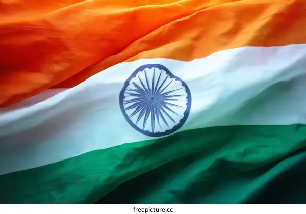 Indian Flag Waving in the Wind