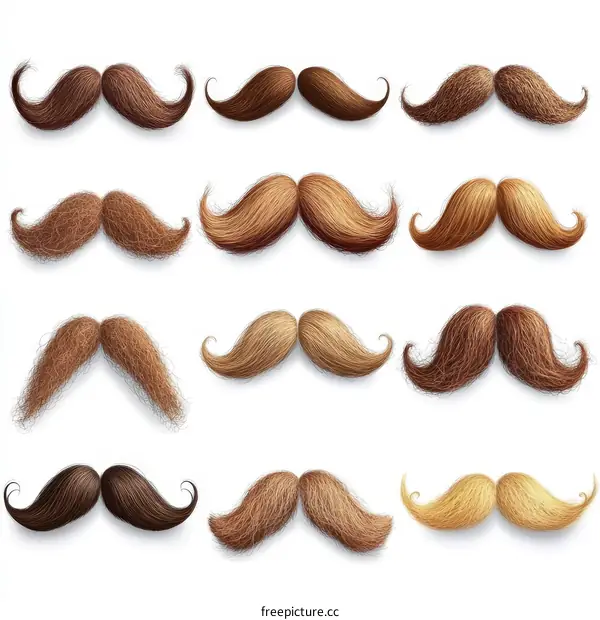 Various Realistic Moustache Styles