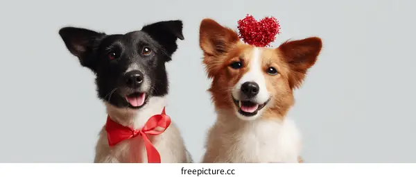 Two Dogs with Red Bow Ties for Valentines Day