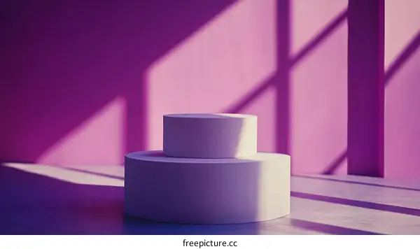 Purple Studio Display with Circular Podium