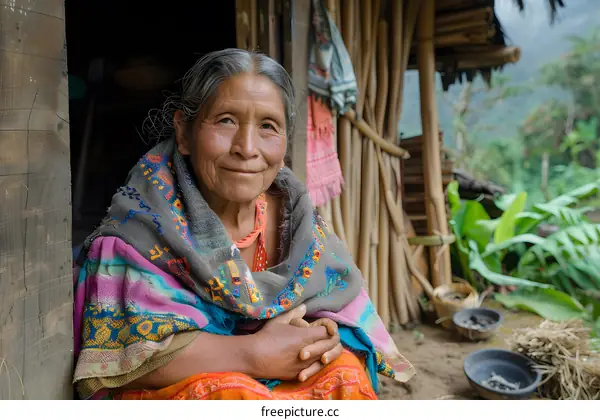 Smiling Indigenous Woman in Traditional Clothing