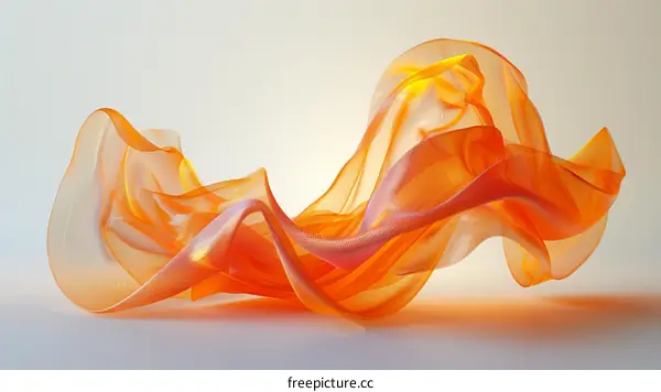 Orange translucent wavy silk-like abstract form