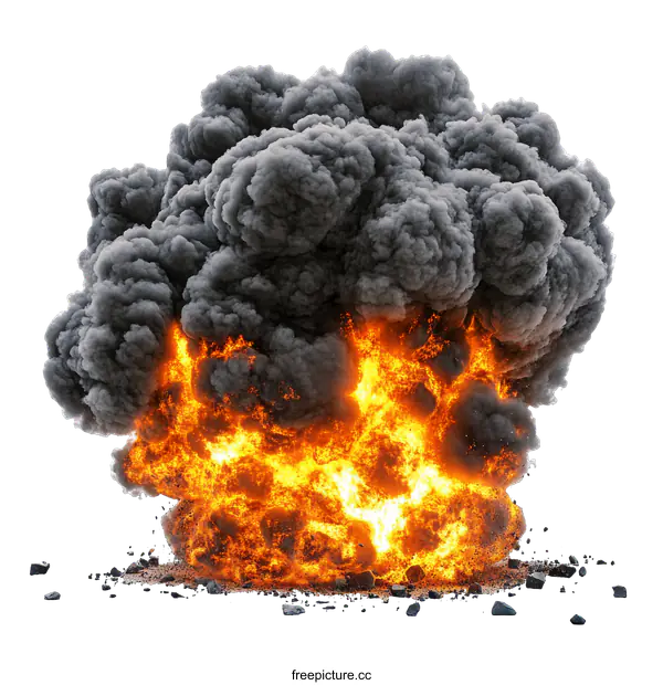[Transparent Background PNG]Explosion of fire and smoke