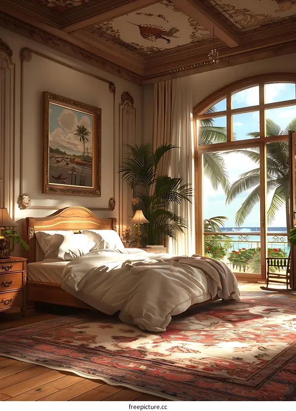 Bedroom with a large window