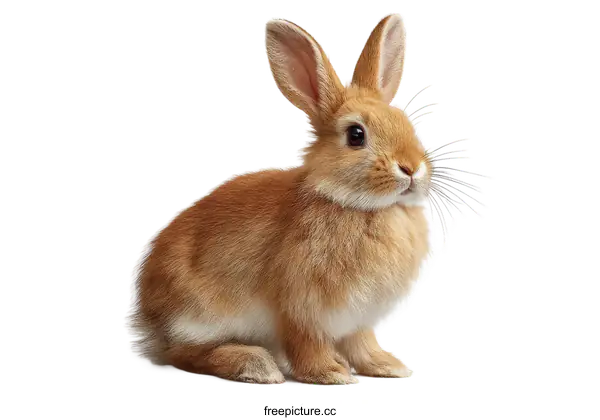 [Transparent Background PNG]Adorable Baby Bunny Sitting Against White Background