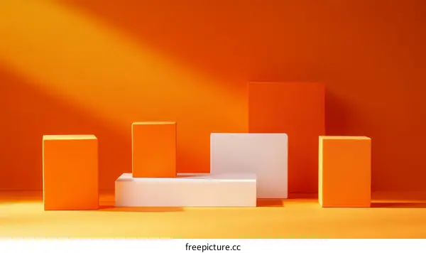 Orange and White Geometric Display Stands