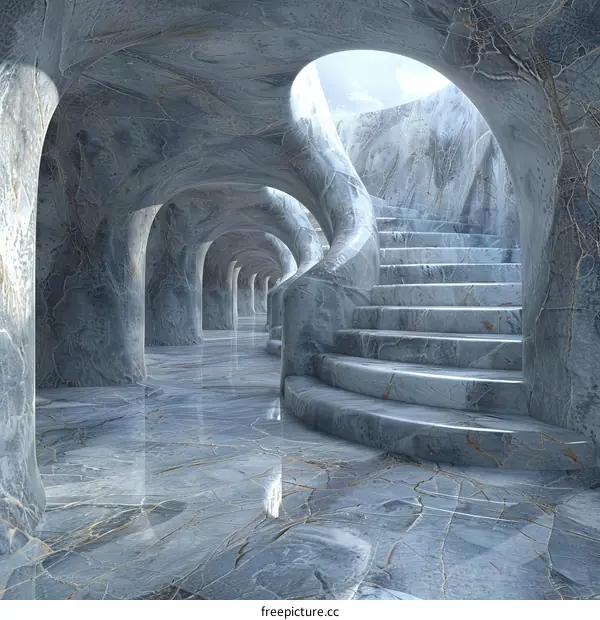 Abstract Blue Marble Staircase