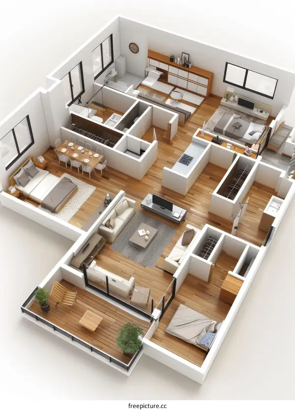 Modern house interior blueprint
