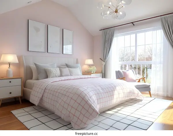 Pink Bedroom Interior Design Illustration