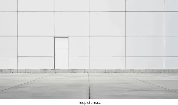 White wall with a door in the middle