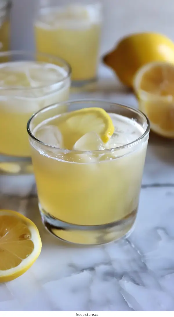 Refreshing Iced Lemon Drink in a Glass