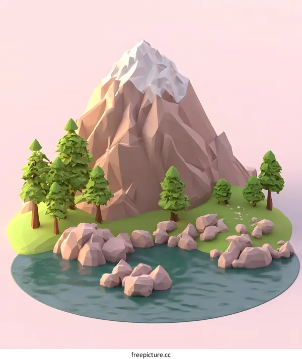 Low Poly Mountain Landscape Illustration