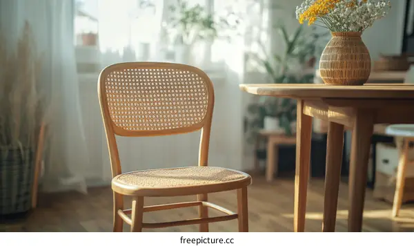 Wooden Dining Chair in a Cozy Room