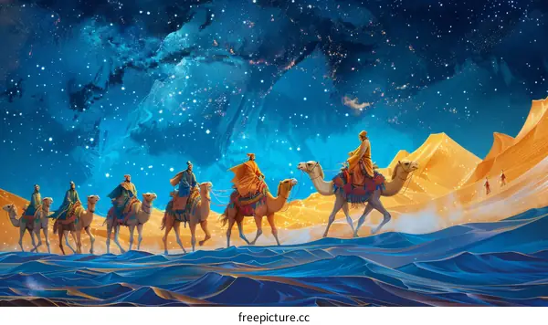 Three Wise Men Journey to Bethlehem