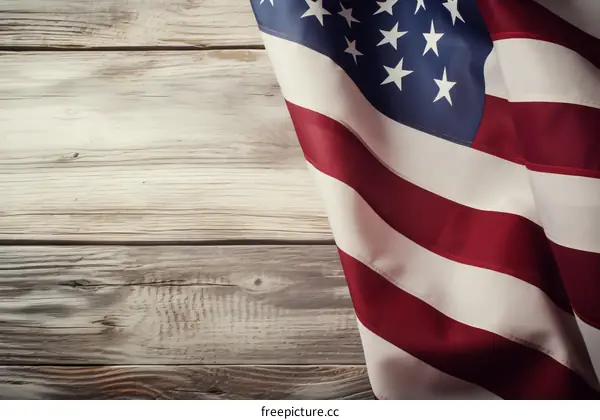 American flag on a wooden background