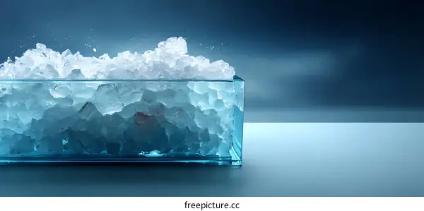 Ice Cubes in a Transparent Container