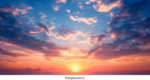 A Vivid Sunset Over the Ocean