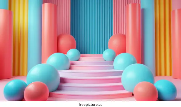 Colorful Geometric Shapes Studio Scene