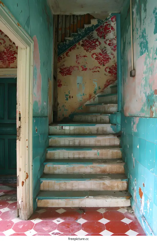 Staircase in an abandoned house