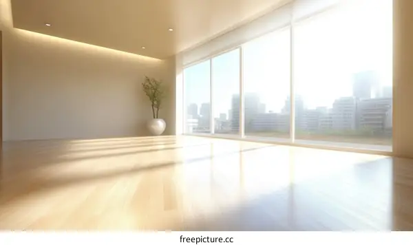 Empty Modern Room with City View Illustration