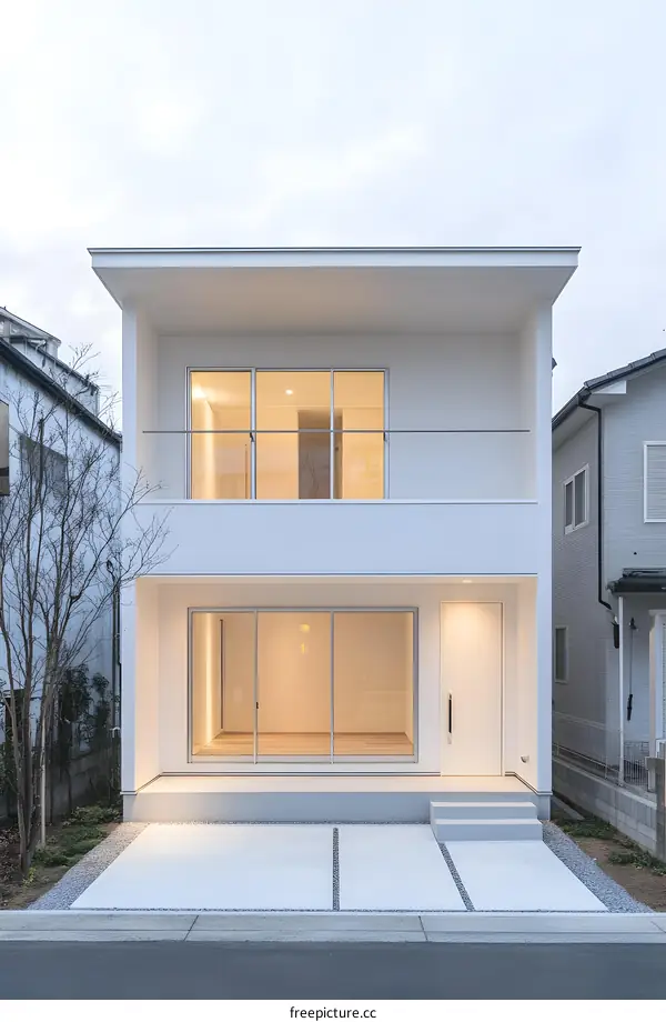 Modern Minimalist White House With Two Floors