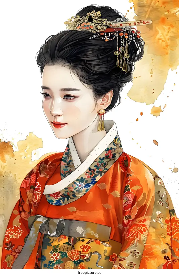 A beautiful Korean woman in traditional dress