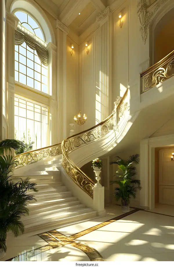 White Marble Staircase in Luxury Interior Design