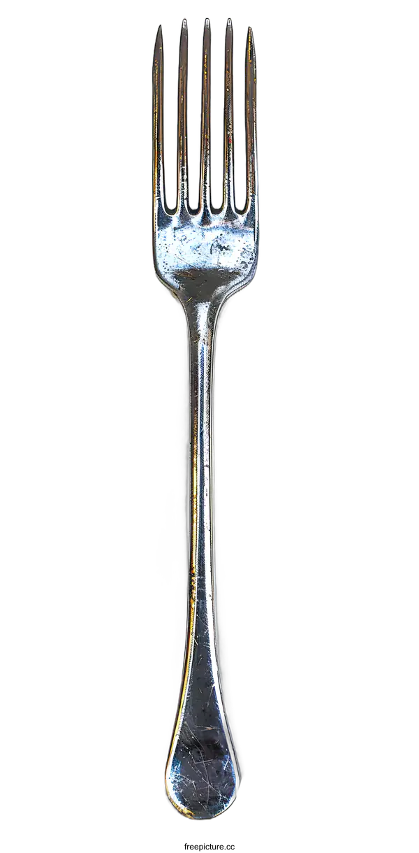 [Transparent Background PNG]Silver Fork on White Background