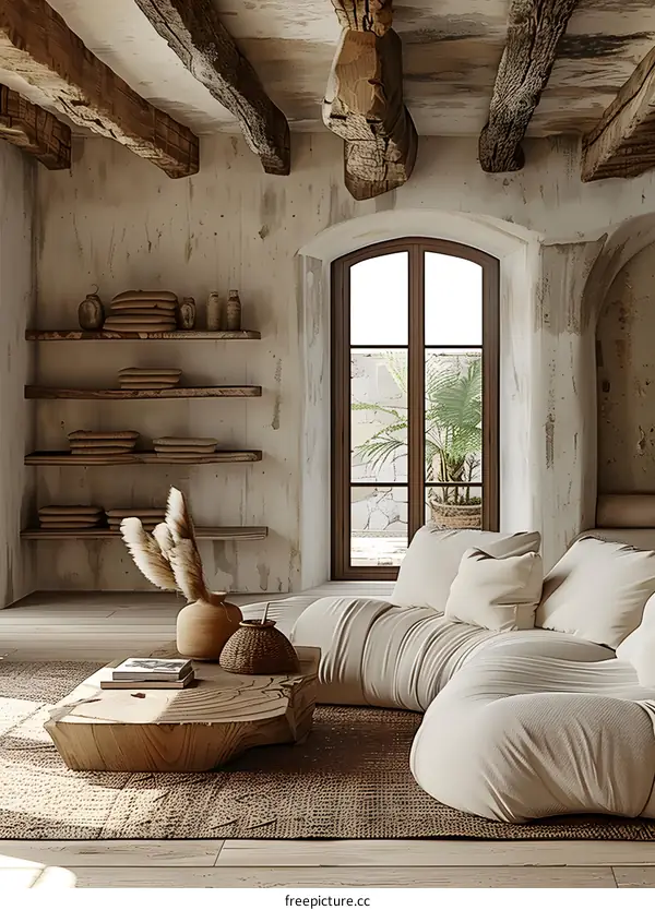 Minimalist Living Room with Wooden Accents