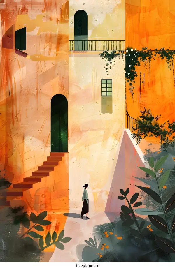 Woman Standing in Front of an Orange Building