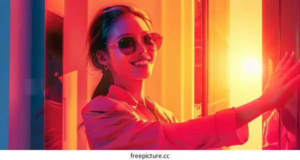 Asian woman using smart home technology to control lighting