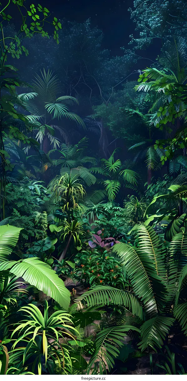 Tropical Rainforest Night Scenery