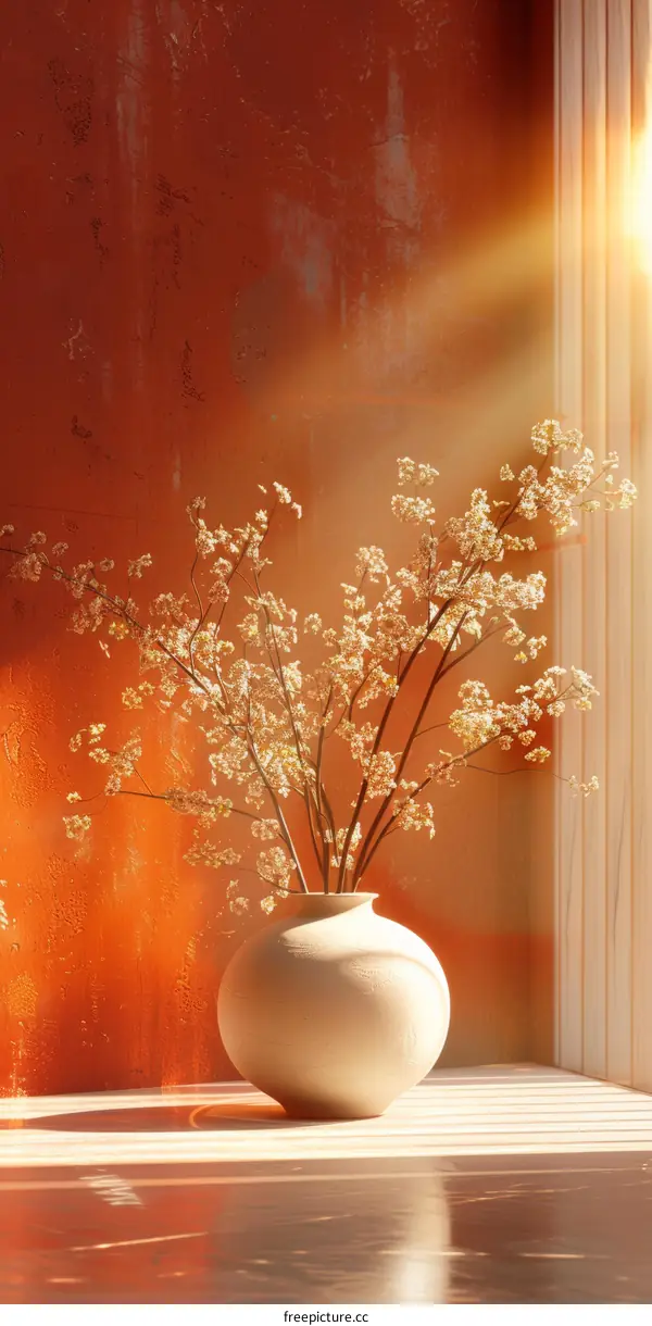 Warm Sunlight on a Rustic Vase