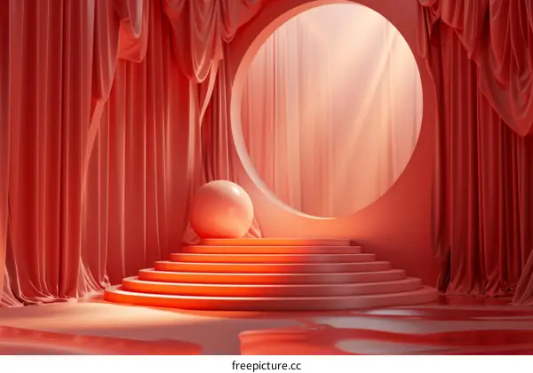 Red Velvet Curtain Stage Design Illustration