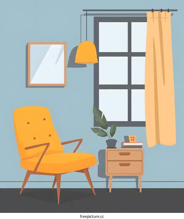 Yellow Armchair in a Living Room With a Window